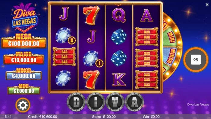 Diva Las Vegas - pangunahing screen na may 4x4 reels
